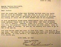 ERB personal letter to young Danton